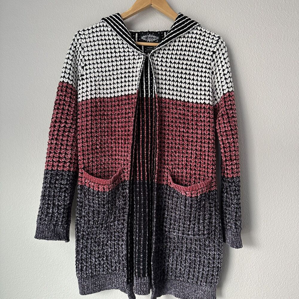 Oliver O Women's Cardigan Sweater Hoodie Soft Colorblock Comfy Loungecore Small